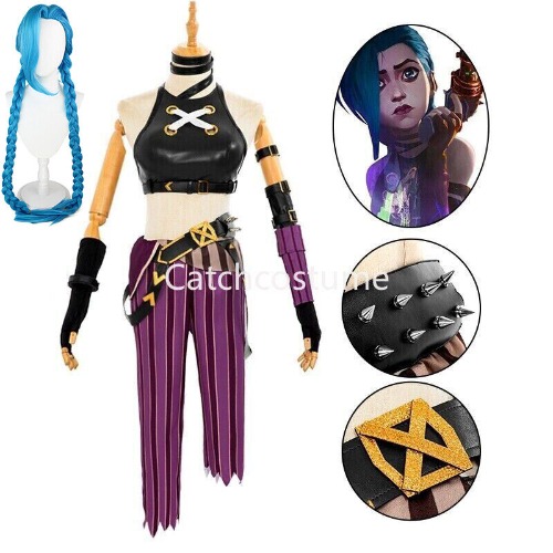 Arcane League of Legends LoL Jinx Cosplay Costume Wig Halloween Party Outfits