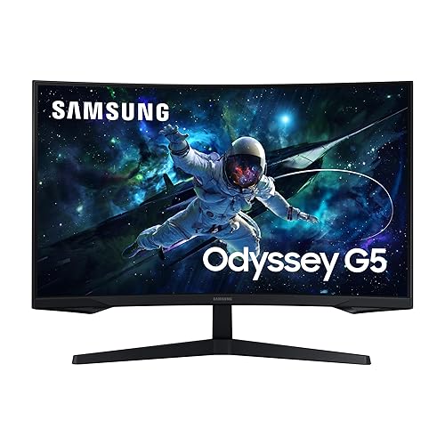 Samsung Monitor Gaming Odyssey G5 (S32CG554), Curvo (1000R), 32", 2560x1440 (WQHD 2K), HDR10, VA, 165 Hz, 1 ms (MPRT), FreeSync, HDMI, Display Port, Ingresso Audio, Flicker Free, Eye Saver Mode - 32'' - Versione 2024 - Curved