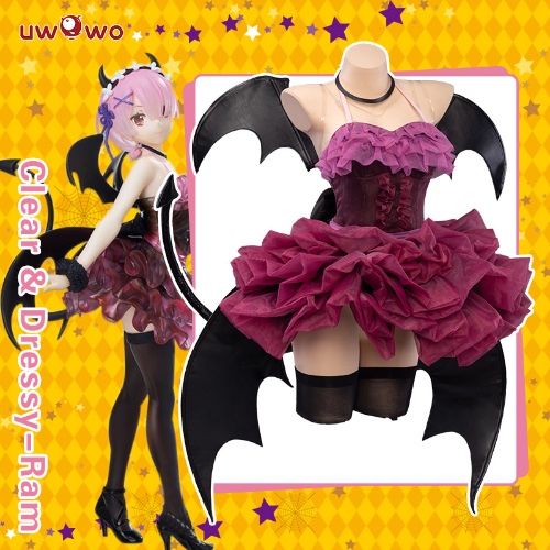 【In Stock】Uwowo Re:Zero Ram Cosplay Costume Cute Halloween Devil Cosplay Dress - Set A S