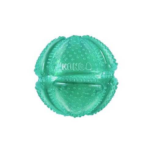 KONG Squeezz Dental Ball - Dog Toy for Cleaning Teeth - Flexible Chew Toy for Gentle & Mild Chewers - for Medium/Large Dogs - Ball