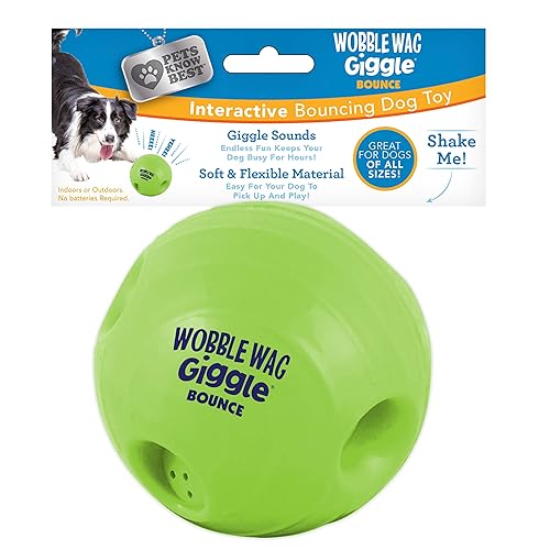 Wobble Wag Giggle Bounce Interactive Dog Toy- Sound Making Bouncing Ball for Dogs Ages Indoor & Outdoor Play, Soft & Durable with Easy Grip Design- Pets Know Best - Bounce