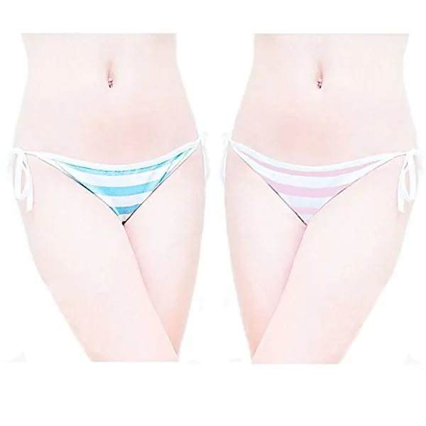 Hot Cute Japanese Style Blue&pink Stripe Panties Bikini Cosplay Cotton Underwear (Lace)