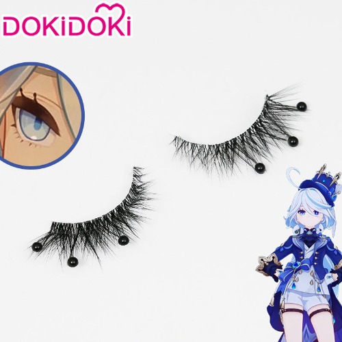 【Ready For Ship】DokiDoki Game Genshin Impact Cosplay Focalors Black False Eyelashes With Rhinestones Furina Fontaine | With 3 Rhinestones*2 pair