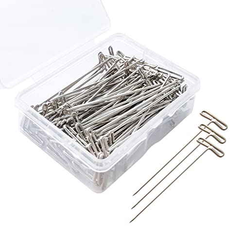 T Pins, 50 Pack 2 inch T-Pins, T Pins for Blocking Knitting, Wig Pins, T Pins for Wigs, Wig Pins for Foam Head, T Pins for Sewing, Wig T Pins, Blocking Pins, T Pins for Office Wall 2 inch/ 53 mm - 50
