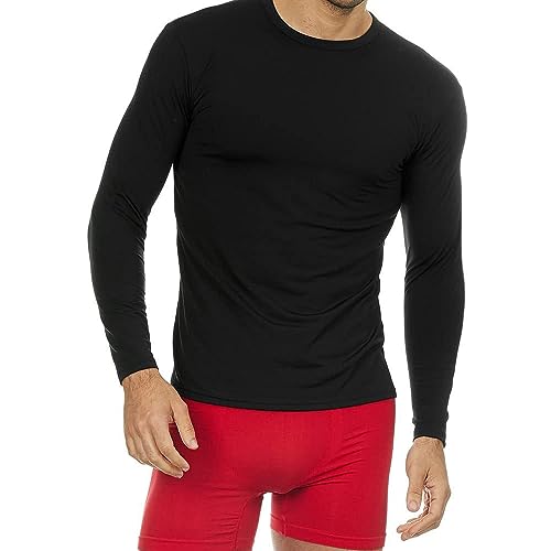 Thermajohn Thermal Shirts for Men Long Sleeve Thermal Compression Shirts for Men Base Layer Cold Weather - Crewneck - X-Large - Black