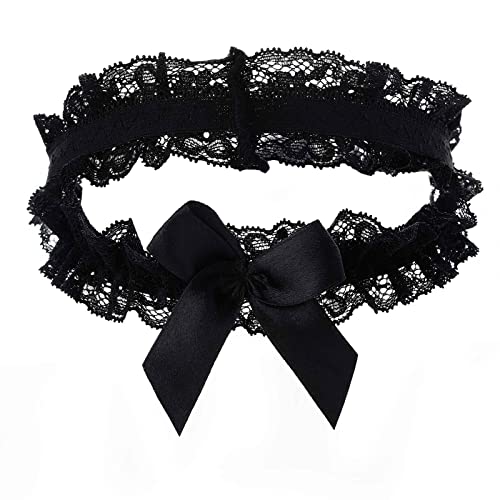 Florry Sexy Wedding Garter Lace Women Garter Belt for Bride Tossing Thigh Garters Bowknot Elastic Leg Ring for Party Prom - Black