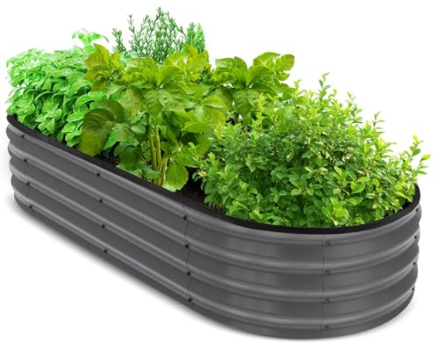 Utopia Home Galvanized Raised Garden Bed Kit 4x2x1ft, Planter Box Raised Garden Beds Outdoor, Easy Assembly Metal Raised Bed for Gardening Vegetables, Fruits, Flowers - Pack of 01 - Dark Grey - 4 Ft - Dark Grey