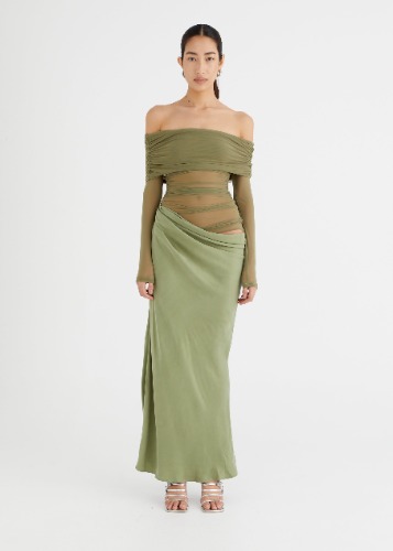 Yasmin Off-Shoulder Maxi Dress | BEN135 / PISTACHIO / 4