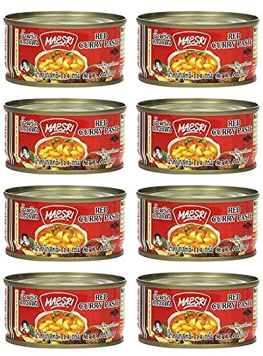 Maesri Thai Red Curry Paste - 4 oz (Pack of 8) - 4 SET - Red Curry - 4 Ounce (Pack of 8)