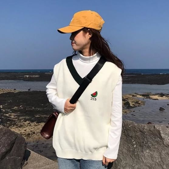 Strawberry Vest - Watermelon Vest / S