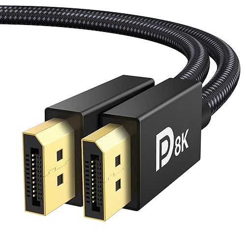 IVANKY 8K DisplayPort Cable 1.4, VESA Certified 8K DP Cable 6.6ft (8K@60Hz, 4K@144Hz, 2K@240Hz)HBR3 Support 32.4Gbps, HDR, FreeSync G-Sync, Braided Display Port Cable for Gaming Monitor, Graphics, PC - 6.6 Feet - 8K-1 Pack