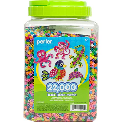 Perler 17000 Assorted Bulk Fuse Beads Set with Storage Jar for Arts and Crafts, Multicolor, 22000 pcs - Fuse Beads