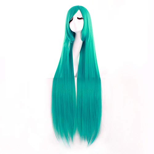 MapofBeauty 40" 100cm Anime Costume Long Straight Cosplay Wig Party Wig (Dark Turquoise) - Dark Turquoise