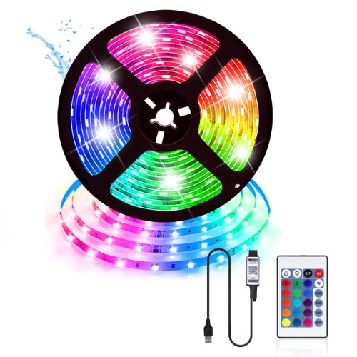 RGB LED-strip, USB, 5 meter, verlichting, LED decoratie 5050, LED met IR afstandsbediening voor feesten, thuis, slaapkamer, tv, keuken, decoratie, energieklasse A