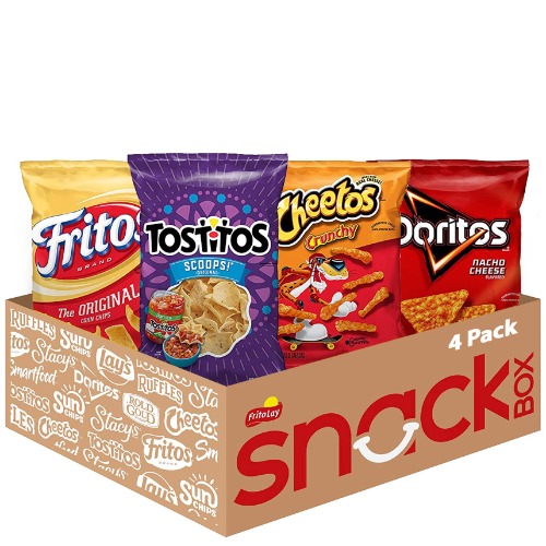 Frito-Lay Doritos, Cheetos, Tostitos, Fritos Variety Pack, 4 Count - Big Bag Flavor Mix 4 Count (Pack of 1)