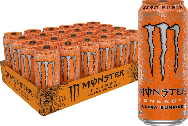 Monster Energy Ultra Sunrise, Sugar Free Energy Drink, 16 Fl Oz (Pack of 24) - Ultra Sunrise