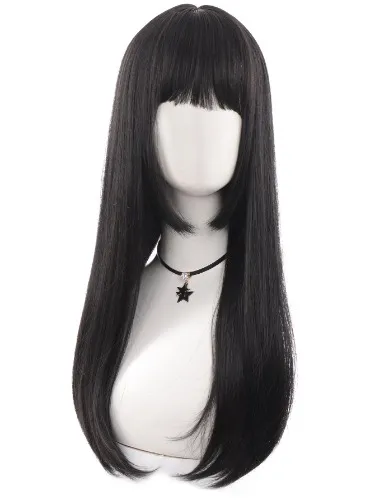 Natural Long Straight Synthetic Wig With Bangs | SHEIN USA