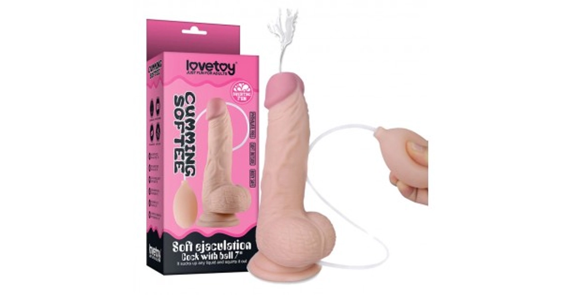 Cumming Softee Squirting Dildo 8'' with Balls