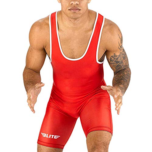 Elite Sports Men’s wrestling singlets, Powerlifting Singlet, Standard Singlet for Men, Wrestling Uniform - Red - XX-Large