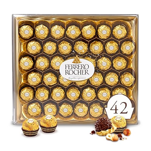 Ferrero Rocher, 42 Count, Premium Milk Chocolate Hazelnut, Chocolates for Gifting, 18.5 oz
