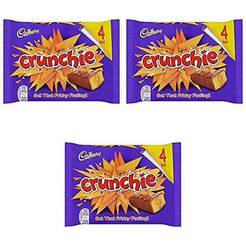 Original Cadbury Crunchie Chocolate Bar Pack Cadbury Crunchie Candy Imported From The UK England The Best Of British Honey Comb Coated In Chocolate Crunchie Bar Pack of 3 - Chocolate - 4 Count (Pack of 3)