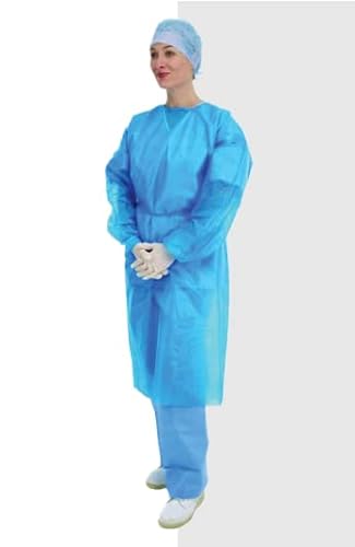 Long Sleeve Disposable Polythene Isolation Gowns - 23 Micron, Pack of 10