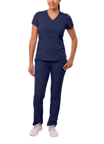 Adar Pro Core Classic Scrub Set for Women - Tailored V-Neck Scrub Top & Tailored Yoga Scrub Pants