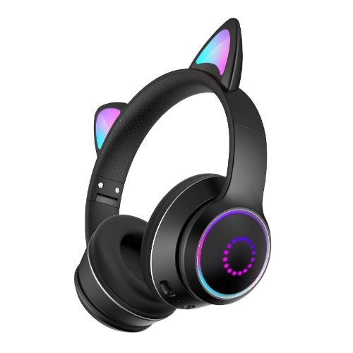 MOVKZACV Bluetooth Cat Ear Bluetooth 5.0 Headphones,Cute LED Flashing