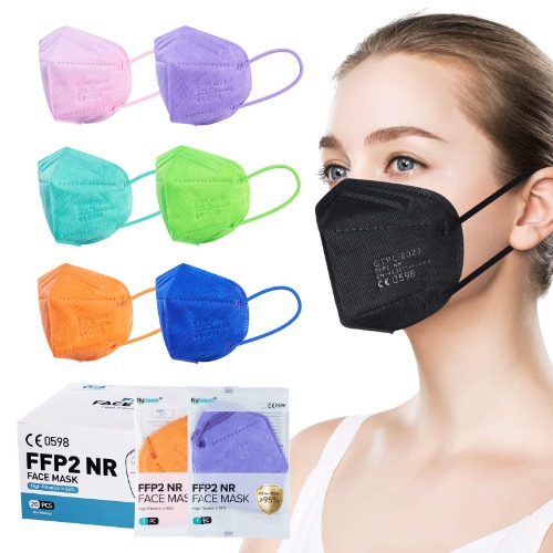 Nufasion FFP2 Mask 20 Pack CE0598 Certification EN149 standard FFP2/KN95 Face Mask Individually Packed 5-Ply Protective Disposable FFP2 Mask Coloured High filter rate Respirator Superb Breathability