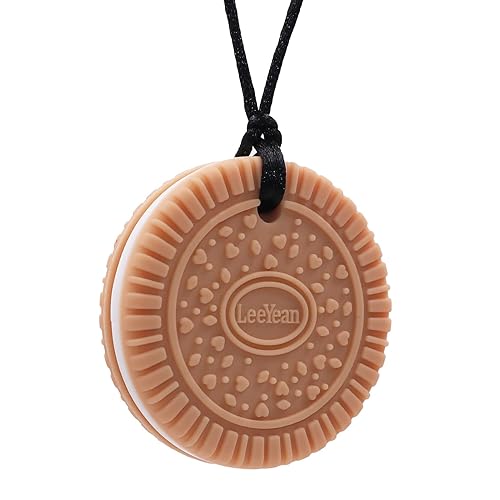 Chew Necklaces for Sensory Kids, Silicone Chewable Pendant for Autism, Chewing, ADHD, SPD, Sensory Oral Motor Aids for Boys and Girls, Chewy Toy for Adults (Yellow)