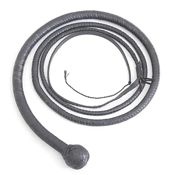 Hand Crafted Kangaroo Hide Snake Whip 4 Foot 12 Plait with Complete Leather Belly & Bolster Black