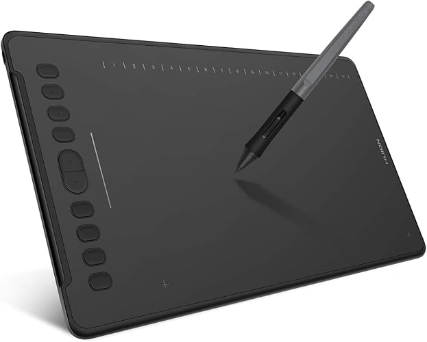 HUION Inspiroy H1161 Graphics Drawing Tablets, Touch Strip and 8192 Pen Pressure Sketch Tablet with Battery-Free Stylus,10 Shortcut Keys, Compatible with Android, Windows, and Mac Black - 10x6.25 Inch - H1161