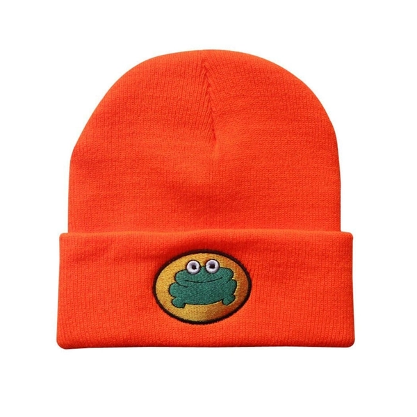Embroidered Parappa the Rapper Beanie, Frog Knit Cuffed Beanie Winter Cap