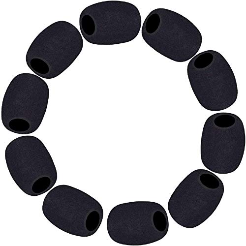 10 Pack Lapel Microphone Windscreen, Headset Windscreen, Mic Foam Covers Lavalier Microphone Windscreen for Variety of Headset Microphone, Tough Sponge Material, Microphone Noise Reduction, Black - Small