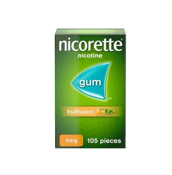 Nicorette Fruitfusion 4mg Gum (1 x 105 Pieces), Discreet and Fast-Acting, Stop Smoking Aid to Tackle Cravings and Withdrawal Symptoms, Nicotine Gum with Pleasant Fruit Flavour, Chewing Gum