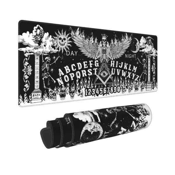 Black and White Goth Gaming Mouse Pad, Long Extended XL Mousepad Desk Pad, Large Mice Pads Stitched Edges, 31.5'' X 11.8''