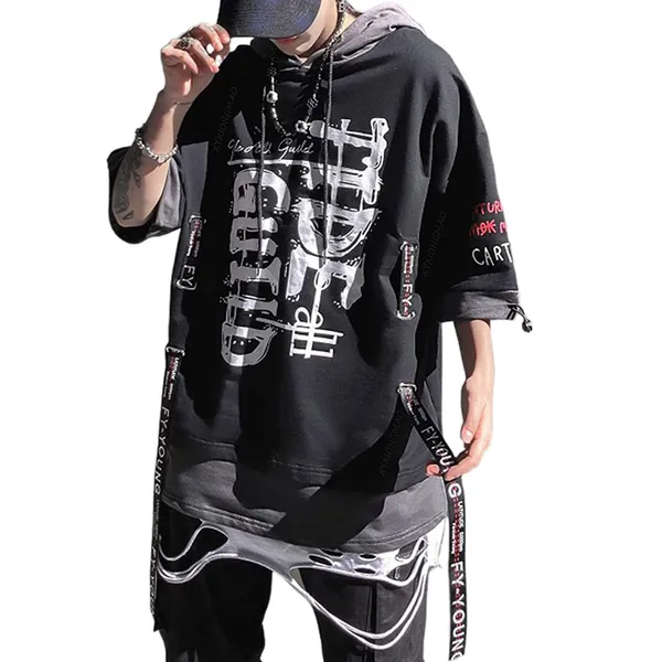 XYXIONGMAO Techwear Shirt Cyberpunk Japanese Streetwear Hip Hop Shirts Men Graphic T Alphabet Design Workwear Gothic Hoodie