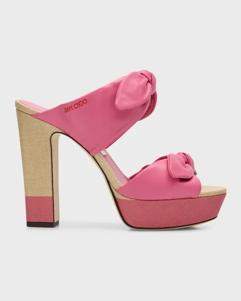 Rua Knotted Bow Platform Slide Sandals