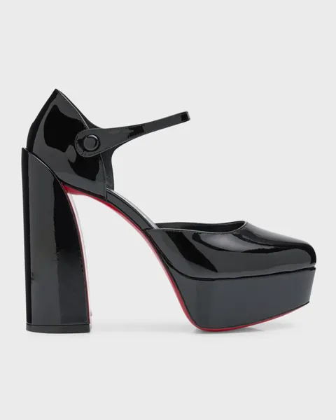 Movida Patent Red Sole Platform Pumps