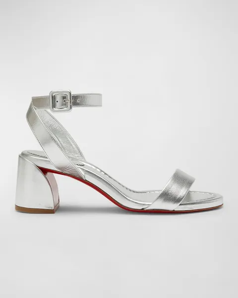 Miss Sabina Metallic Red Sole Ankle-Strap Sandals
