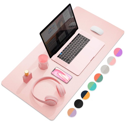 YSAGi Desk Mat, Mouse Pad,Waterproof Desk Pad,Large Mouse pad for Desk, Leather Desk Pad Large for Keyboard and Mouse,Dual-Sided Mouse Mat for Office and Home (31.5" x 15.7", Pink) - Pink 31.5" x 15.7"