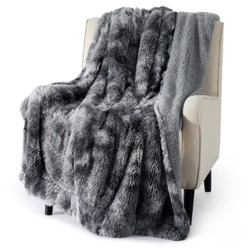 Bedsure Faux Fur Throw Blanket Tie Dye Grey – Fuzzy, Fluffy, and Shaggy Faux Fur, Soft and Thick Sherpa, Tie-dye Decorative Gift, Throw Blankets for Couch, Sofa, Bed, 50x60 Inches, 380 GSM - Tie Dye Grey 50"x60" Throw