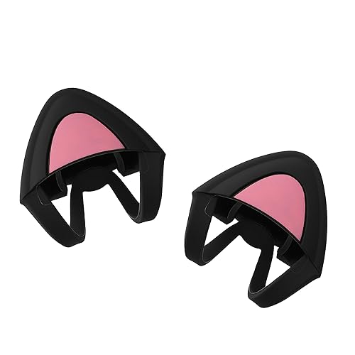 kwmobile Cat Ears for Overear Headphone (Set of 2) - Fits Headbands 1" to 1.5" (2.5cm to 3.8cm) Diameter - Black/Dark Pink - Black / Dark Pink