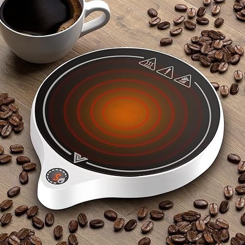 Coffee Mug Warmer and Smart Cup Warmer,Mug Warmer for Desk,Electric Beverage Warmer, 5 Temperature Settings, with Gravity Sensor Automatic Switch, Automatic Power-Off Protection, up to 212℉/100℃ - White