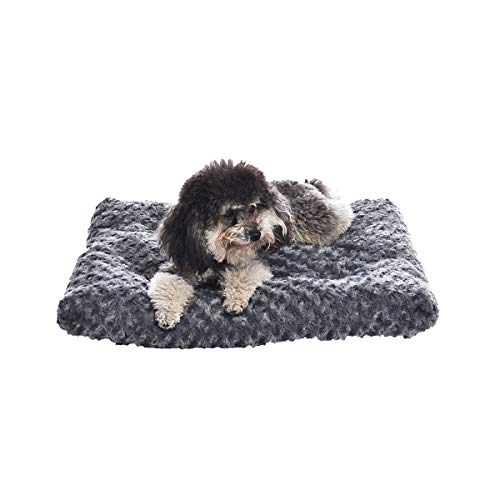 Amazon Basics Plush Pet Bed and Dog Crate Pad, X-Small, 23 x 18 x 2.5 Inches, Gray - 23.0"L x 18.0"W x 2.5"Th