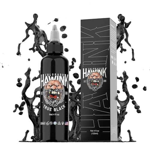 HAWINK Black Tattoo Ink 4oz(120ml) Vegan-Friendly USA Standard Pigment Tattoo Supplies True Black TI203-120-001 - 120ml
