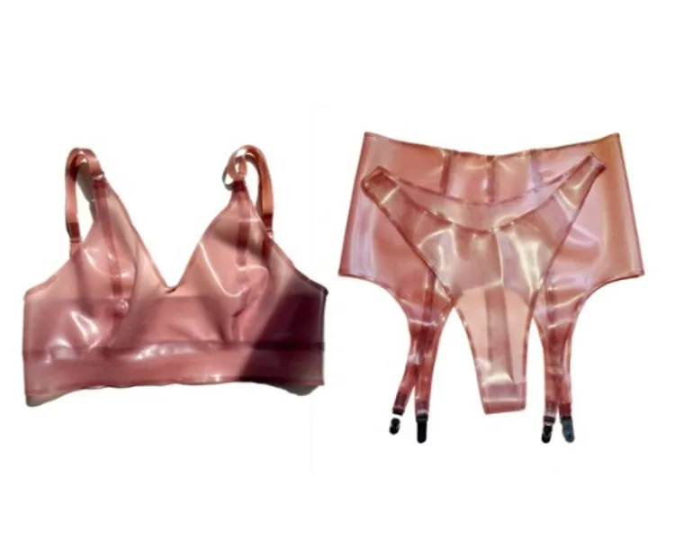 Latex Triangle Bra Thong and Garter Belt 3 Piece Set Custom | Etsy