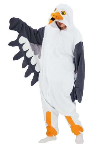Adult Seagull One Piece Pajamas Animal Cosplay Halloween Costume for Men Women - Small