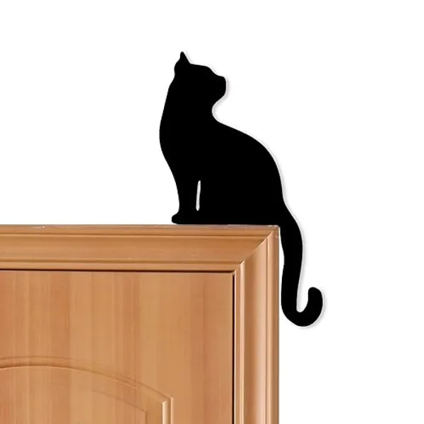 Black Cat Decor Door Corner - Cute and Funny Cat Lover Gifts, Ideal for Women and Mom, Perfect as Door Corner Decoration - Things for Cat Lovers, Door Corner Decor (9 Inch) - 9 Inch