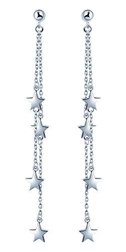 Yumilok 925 Sterling Silber Sterne Sternchen Ohrhänger Kettchen Ohrringe Hypoallergen Ohrschmuck für Damen Frauen Mädchen